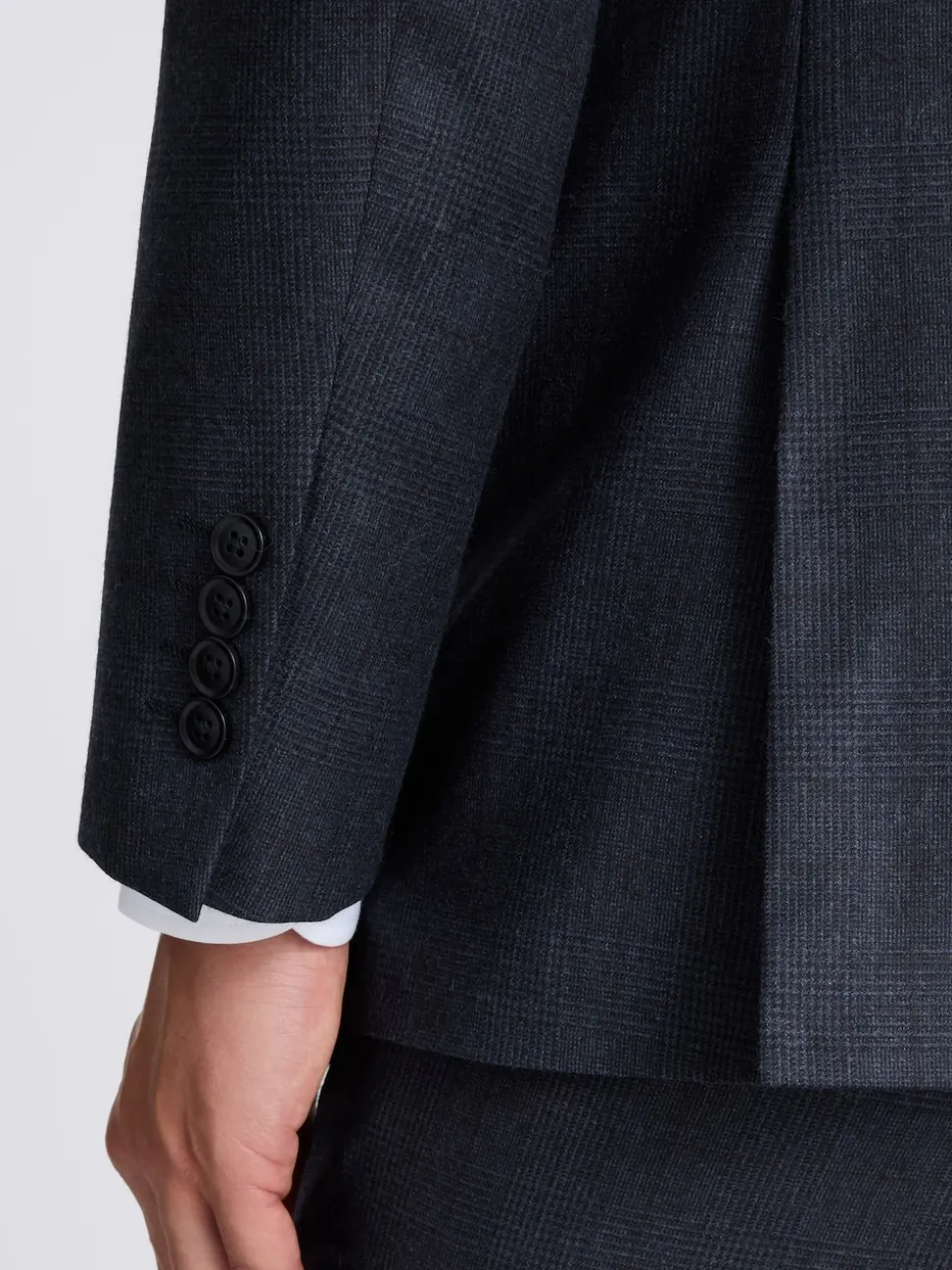 MOSS Navy Check Tailored Performance Suit Jacket