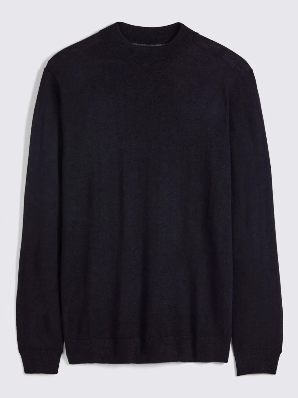 MOSS Navy Merino-Blend Mock-Neck Jumper