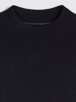 MOSS Navy Merino-Blend Mock-Neck Jumper