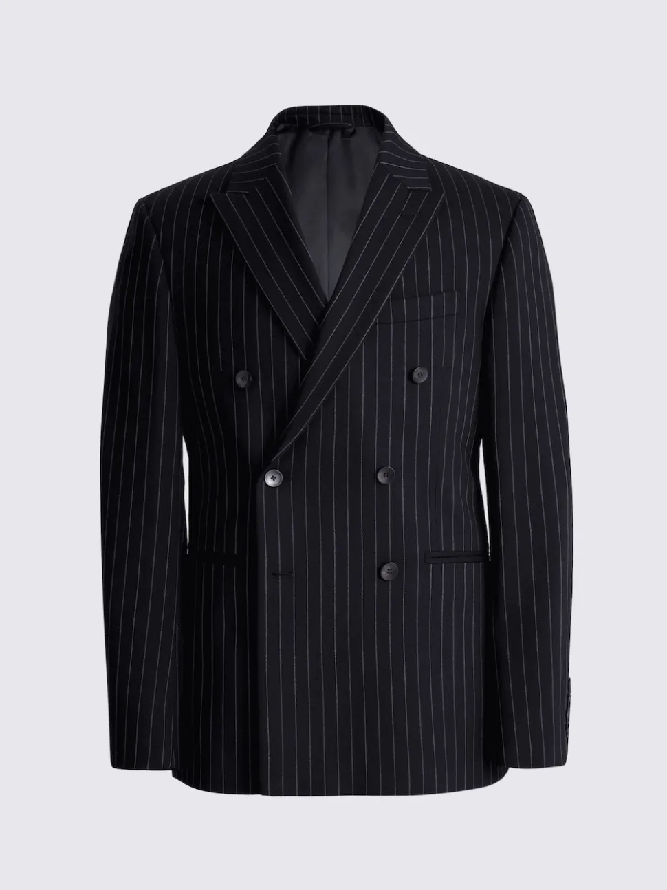 MOSS Navy Stripe Slim Double Breasted Suit Jacket