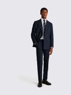Moss Navy Tailored Double Breasted Italian Suit Jacket