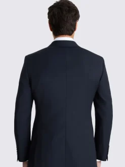 MOSS Navy Tailored Fit Performance Double Breasted Suit Jacket