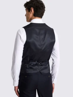 MOSS Navy Tailored Twill Italian Suit Waistcoat