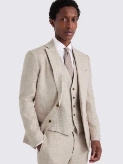MOSS Oatmeal Tailored Fit Linen Suit Jacket