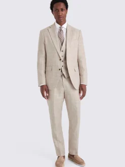 MOSS Oatmeal Tailored Fit Linen Suit Jacket