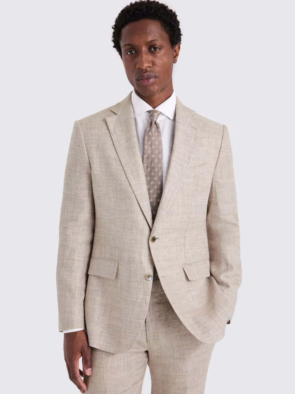 MOSS Oatmeal Tailored Fit Linen Suit Jacket