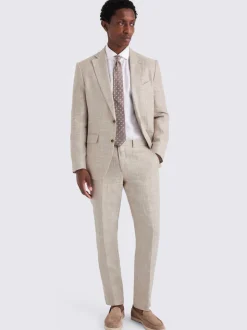 MOSS Oatmeal Tailored Fit Linen Suit Jacket