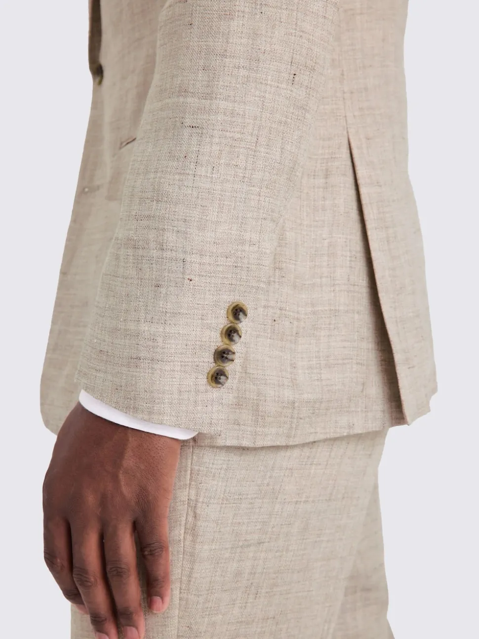MOSS Oatmeal Tailored Fit Linen Suit Jacket