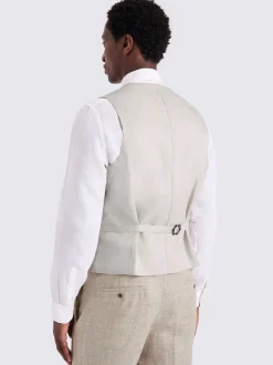 MOSS Oatmeal Tailored Fit Linen Suit Waistcoat