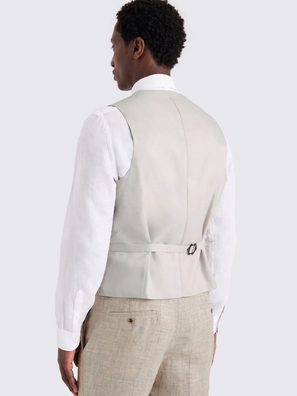 MOSS Oatmeal Tailored Fit Linen Suit Waistcoat