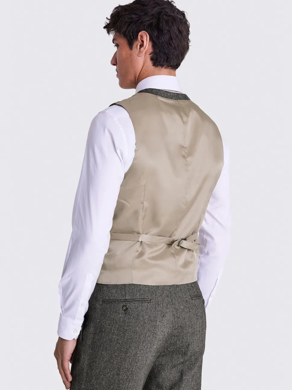 MOSS Olive Tailored Herringbone Suit Waistcoat