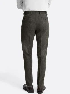 MOSS Olive Tailored Herringbone Suit Trousers