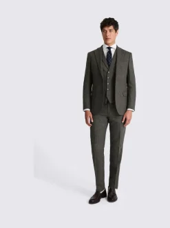 MOSS Olive Tailored Herringbone Suit Jacket