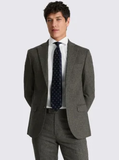 MOSS Olive Tailored Herringbone Suit Jacket