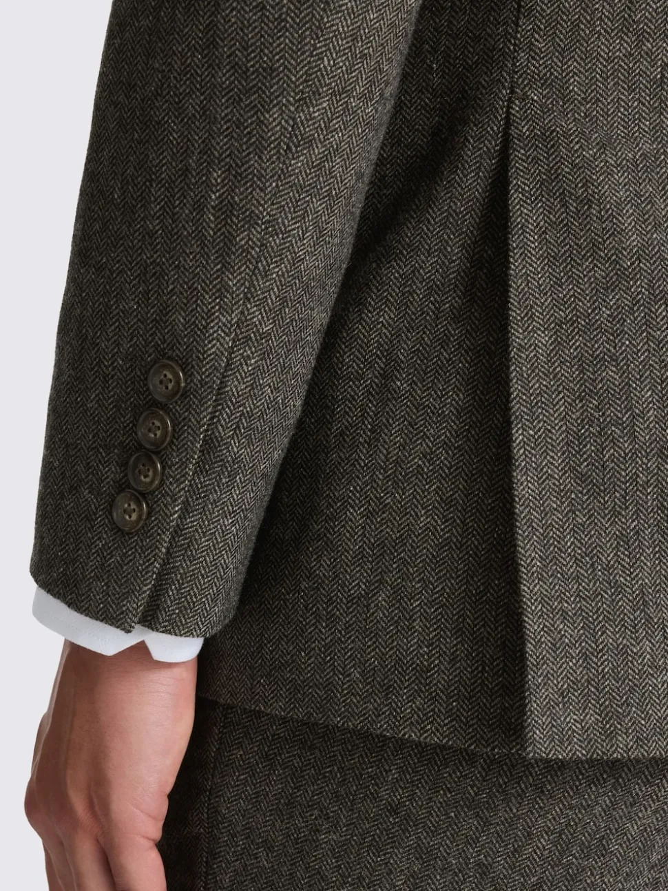 MOSS Olive Tailored Herringbone Suit Jacket