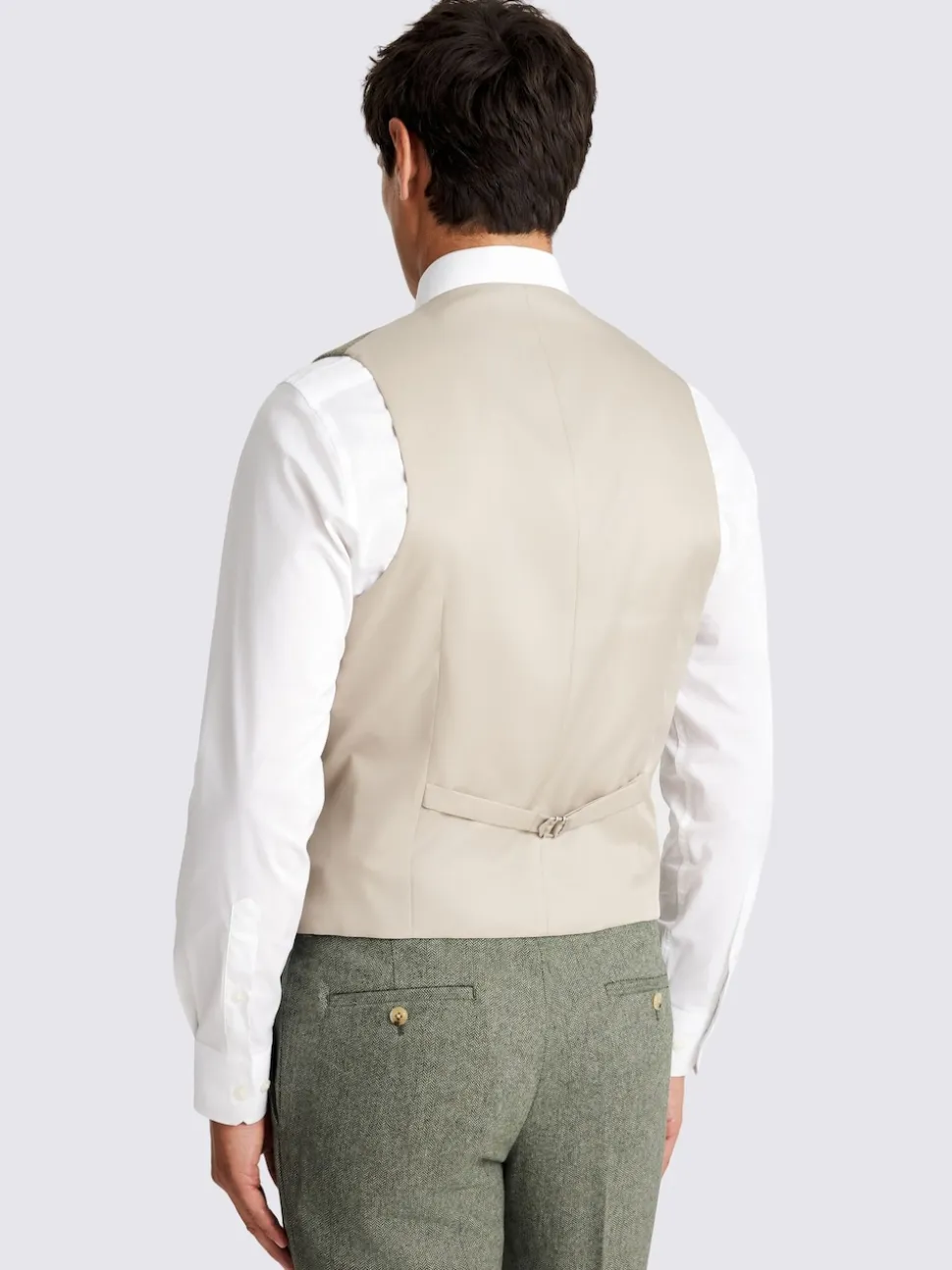 MOSS Sage Slim Herringbone Tweed Suit Waistcoat