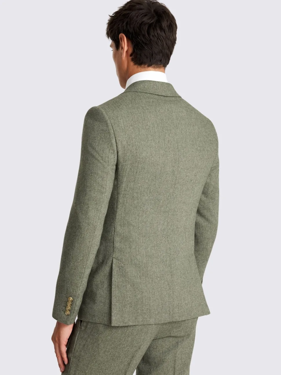 MOSS Sage Slim Herringbone Tweed Suit Jacket