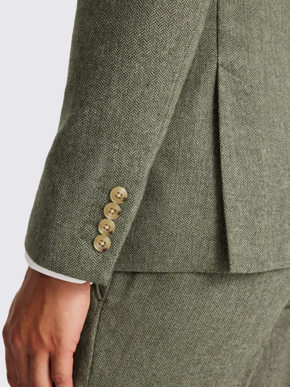 MOSS Sage Slim Herringbone Tweed Suit Jacket