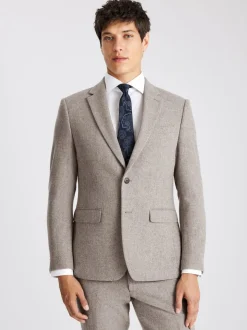 MOSS Stone Slim Donegal Tweed Suit Jacket