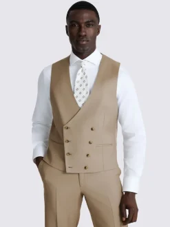 MOSS Taupe Tailored Fit Italian Twill Suit Waistcoat