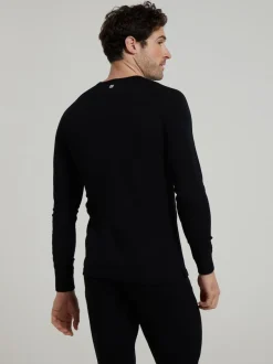 Mountain Warehouse Black Merino Mens Round Neck Thermal Top