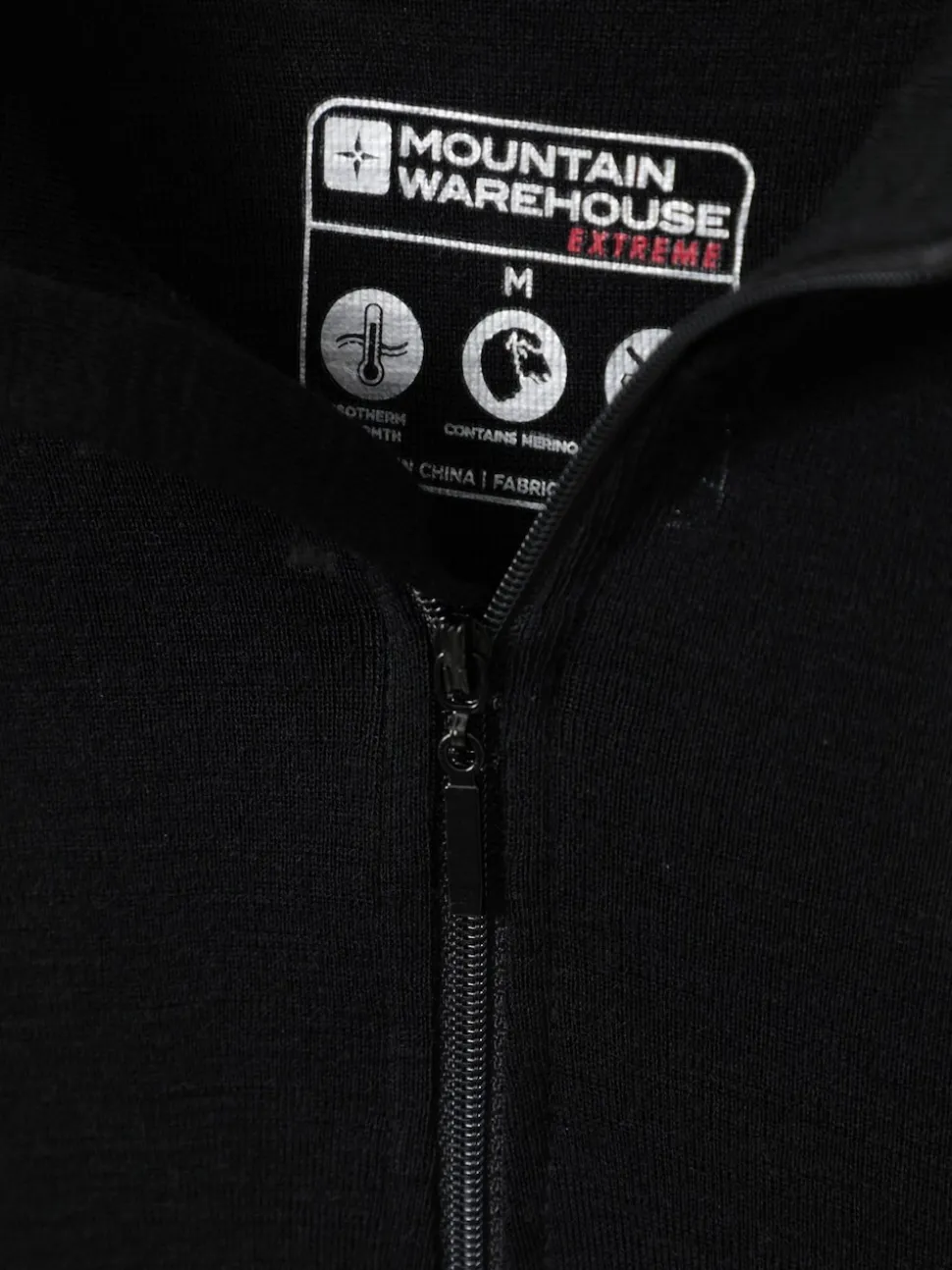 Mountain Warehouse Black Mens Merino Quarter Zip Thermal Top