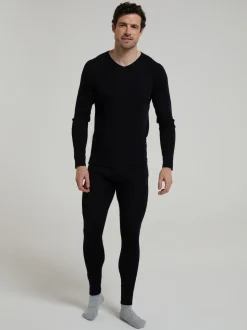 Mountain Warehouse Black Mens Merino II Thermal Baselayer Joggers