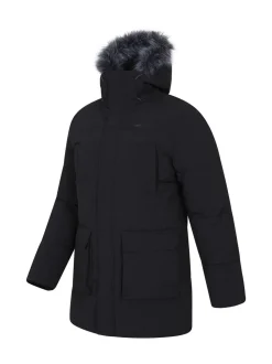 Mountain Warehouse Black Fern Mens Water Resistant Padded Parka Coat Jacket