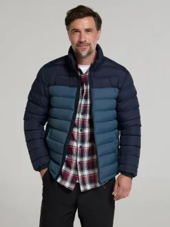 Mountain Warehouse Blue Mens Vista Water Resistant Padded Jacket