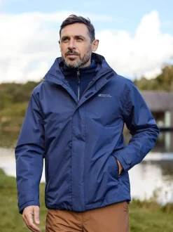 Mountain Warehouse Blue Mens Fell 3-In-1 Water Resistant Jacket