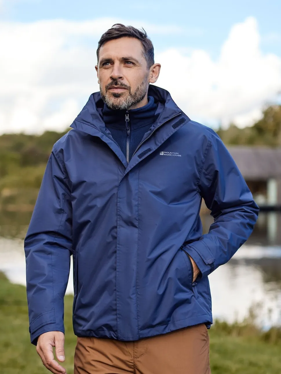 Mountain Warehouse Blue Mens Fell 3-In-1 Water Resistant Jacket