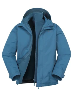 Mountain Warehouse Blue Marl Mens Fell 3-In-1 Water Resistant Jacket