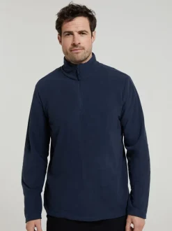 Mountain Warehouse Dark Blue Mens Camber II Half Zip Quick Drying Fleece