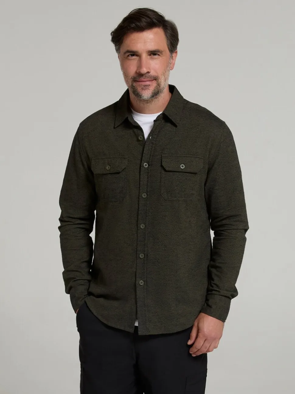 Mountain Warehouse Dark Green Trace Mens Flannel Long Sleeve Shirt