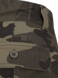 Mountain Warehouse Green Mens Camo 100% Cotton Lightweight Cargo Shorts