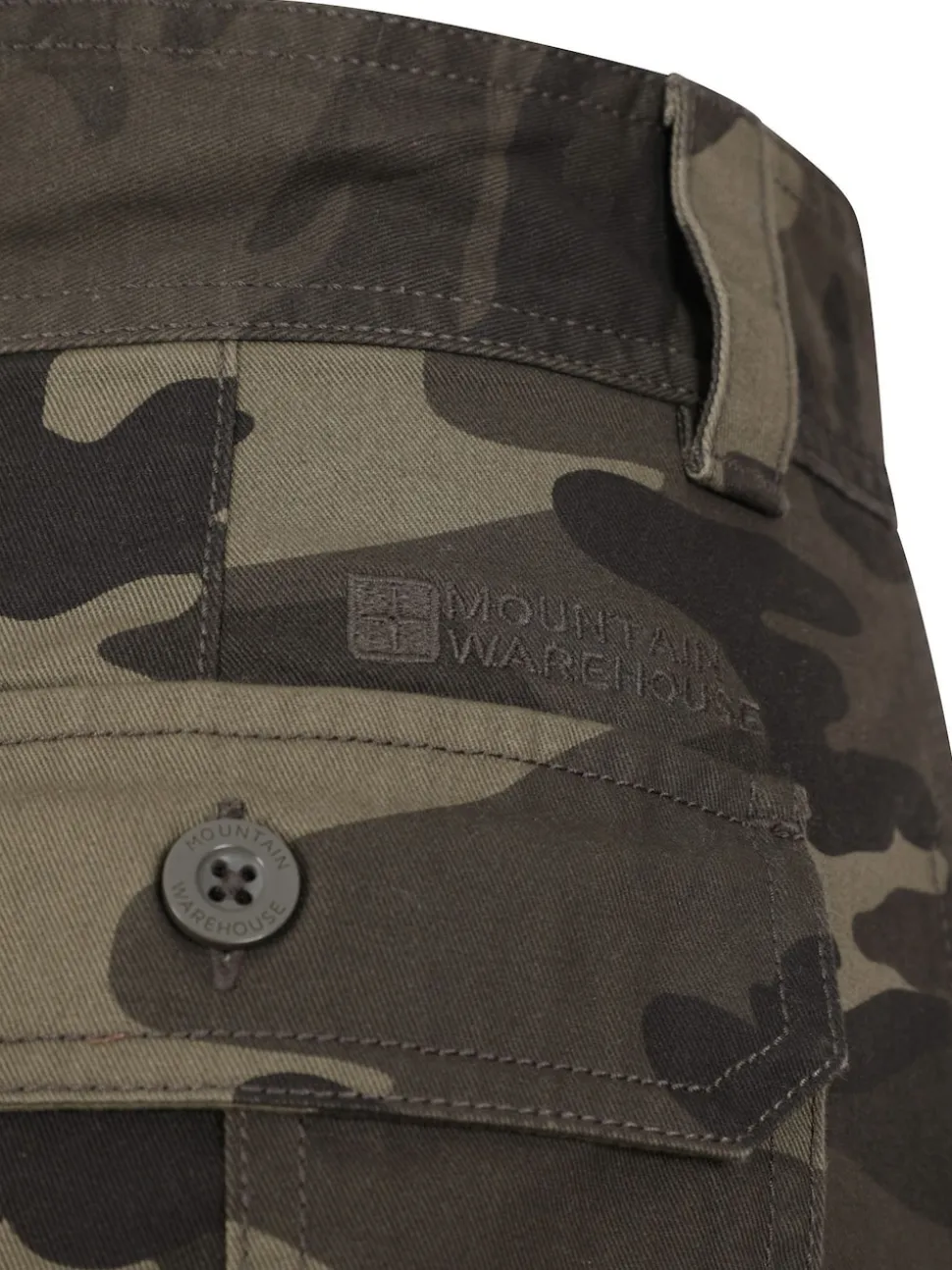 Mountain Warehouse Green Mens Camo 100% Cotton Lightweight Cargo Shorts