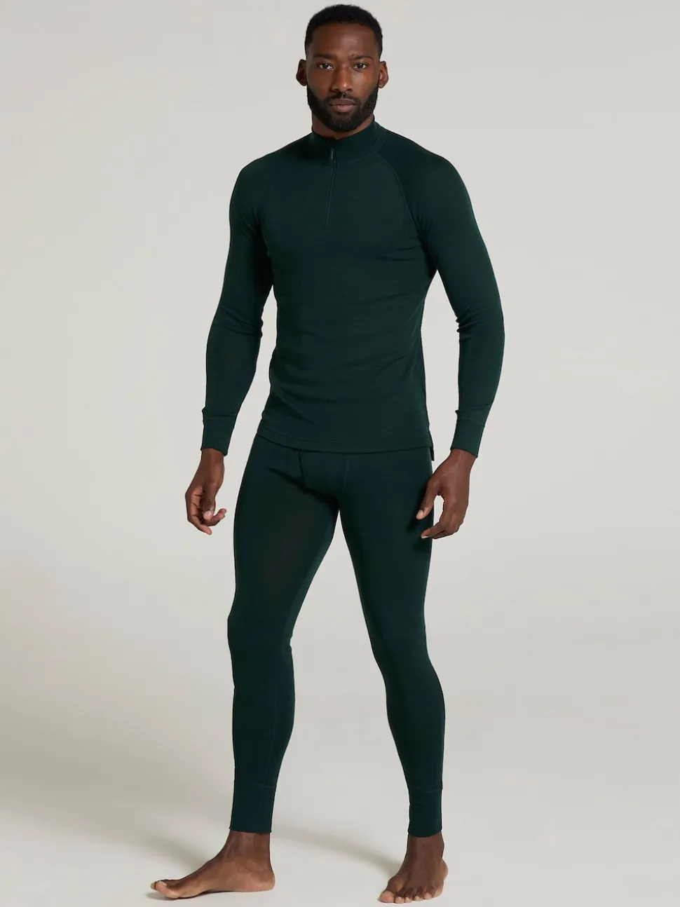 Mountain Warehouse Green Merino II Mens Zip Neck Base Layer Top