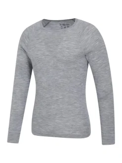 Mountain Warehouse Grey Merino Mens Round Neck Thermal Top