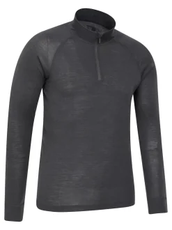 Mountain Warehouse Grey Mens Merino II Long Sleeve Quarter Zip Thermal Top