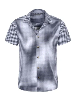 Mountain Warehouse Light Blue Weekender Mens 100% Cotton Short Sleeve Shirt