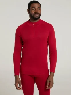 Mountain Warehouse Red Talus Long Sleeved Zip Neck Top