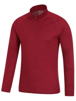 Mountain Warehouse Red Talus Long Sleeved Zip Neck Top
