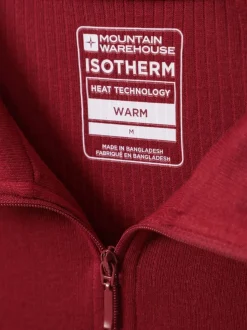 Mountain Warehouse Red Talus Long Sleeved Zip Neck Top