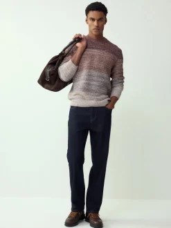 Multi Regular Fit 100% Cotton Ombre Twist Knit Crew Jumper