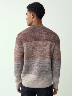 Multi Regular Fit 100% Cotton Ombre Twist Knit Crew Jumper