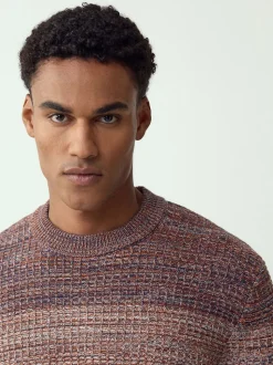 Multi Regular Fit 100% Cotton Ombre Twist Knit Crew Jumper