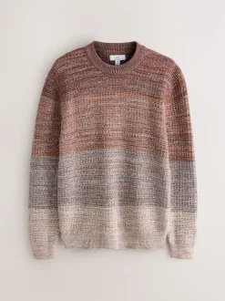 Multi Regular Fit 100% Cotton Ombre Twist Knit Crew Jumper