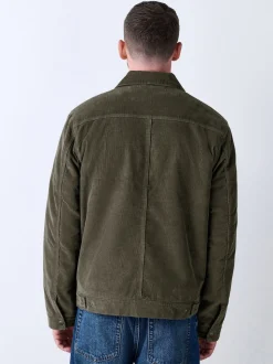 Mushroom Brown Corduroy Borg Lined Jacket