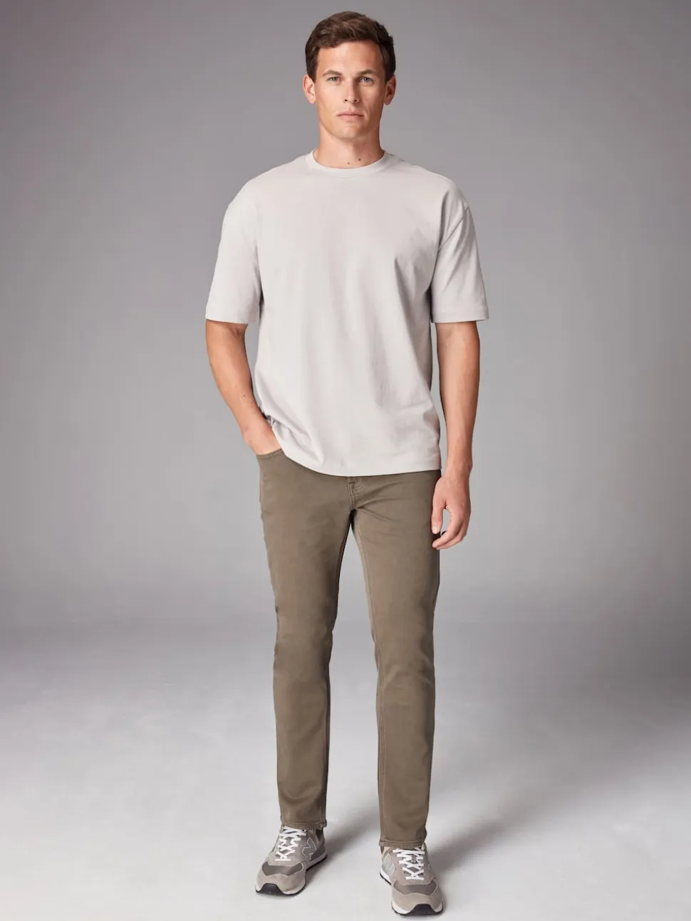 Mushroom Brown Slim Fit Comfort Stretch Jeans