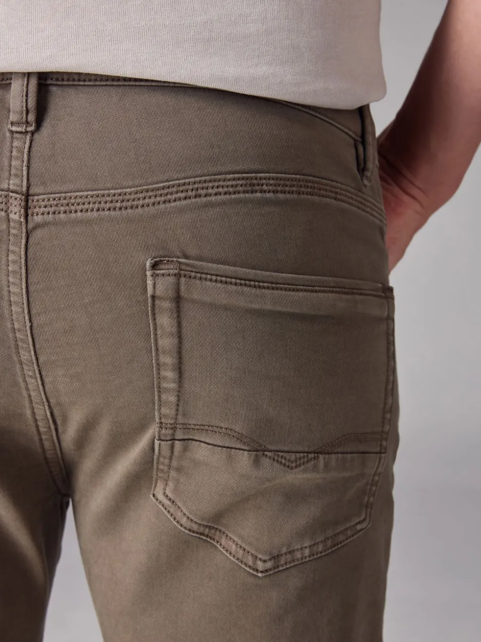 Mushroom Brown Slim Fit Comfort Stretch Jeans